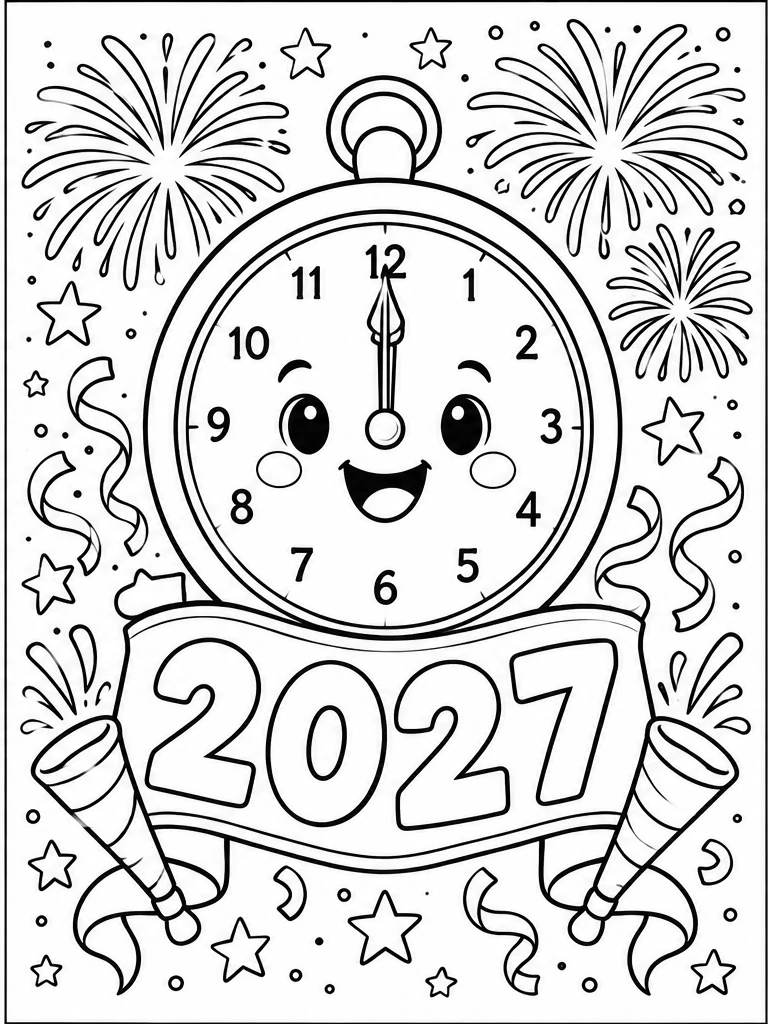 Midnight clock 2027 coloring page