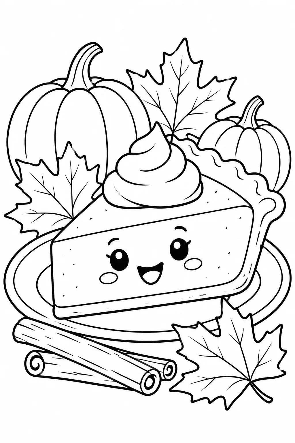 Blank smiling pumpkin pie coloring page